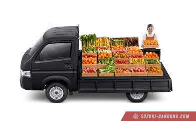 Suzuki Carry Pick Up terbaru warna putih, tampak depan dan sedikit samping.