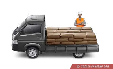 Suzuki Carry Pick Up terbaru berwarna putih, tampak samping depan dengan desain fungsional.